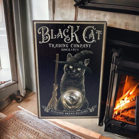 Tin Sign Black Cat Trading Company since 1875, Potions-Brews-Elixirs 8x12" - Picture 2 of 4